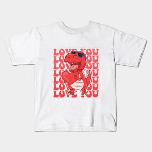 I Steal Hearts Dinosaur Trex Valentines Day Kids T-Shirt